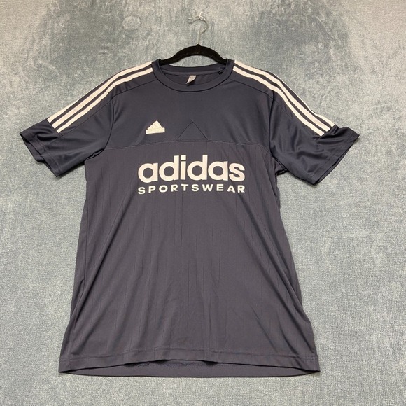 adidas Tops - Adidas Sportswear Soccer Jersey Mens Medium Navy Blue Logo Short Sleeve Summer